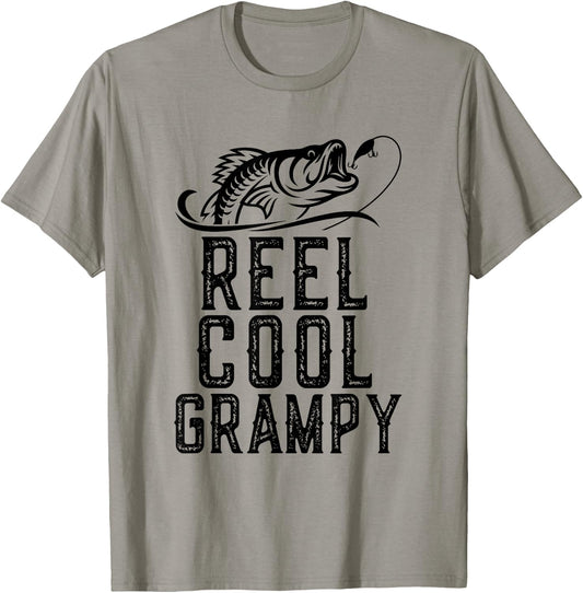 Reel Cool Grampy Fishing Fisherman Funny Retro T-Shirt - T-Shirt | Sand