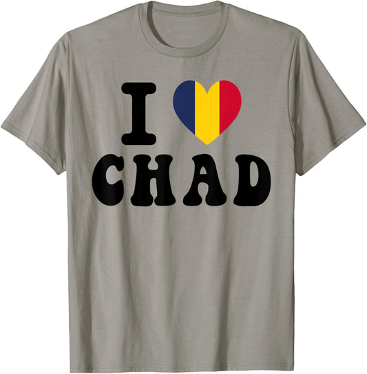 I Love Chad Heart Flag Retro Travel Souvenir T-Shirt - T-Shirt | Sand