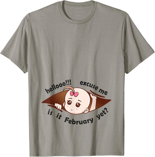February to be Born Baby Girl Pregnancy Announcement Mother T-Shirt - T-Shirt | Sand