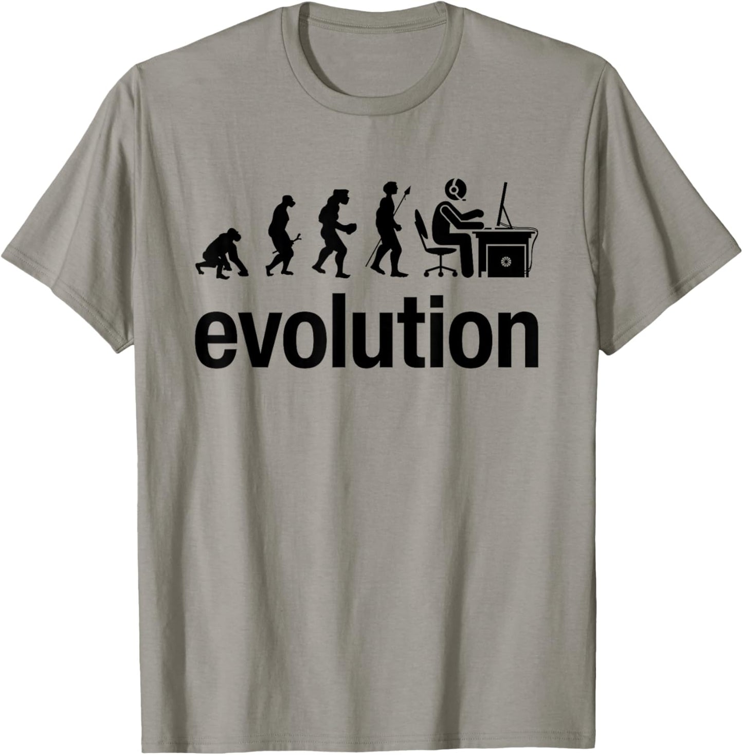 Human Evolution Of Man Geek Gamer Funny Computer IT Nerd T-Shirt - T-Shirt | Sand