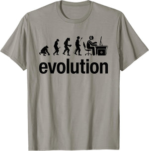 Human Evolution Of Man Geek Gamer Funny Computer IT Nerd T-Shirt - T-Shirt | Sand