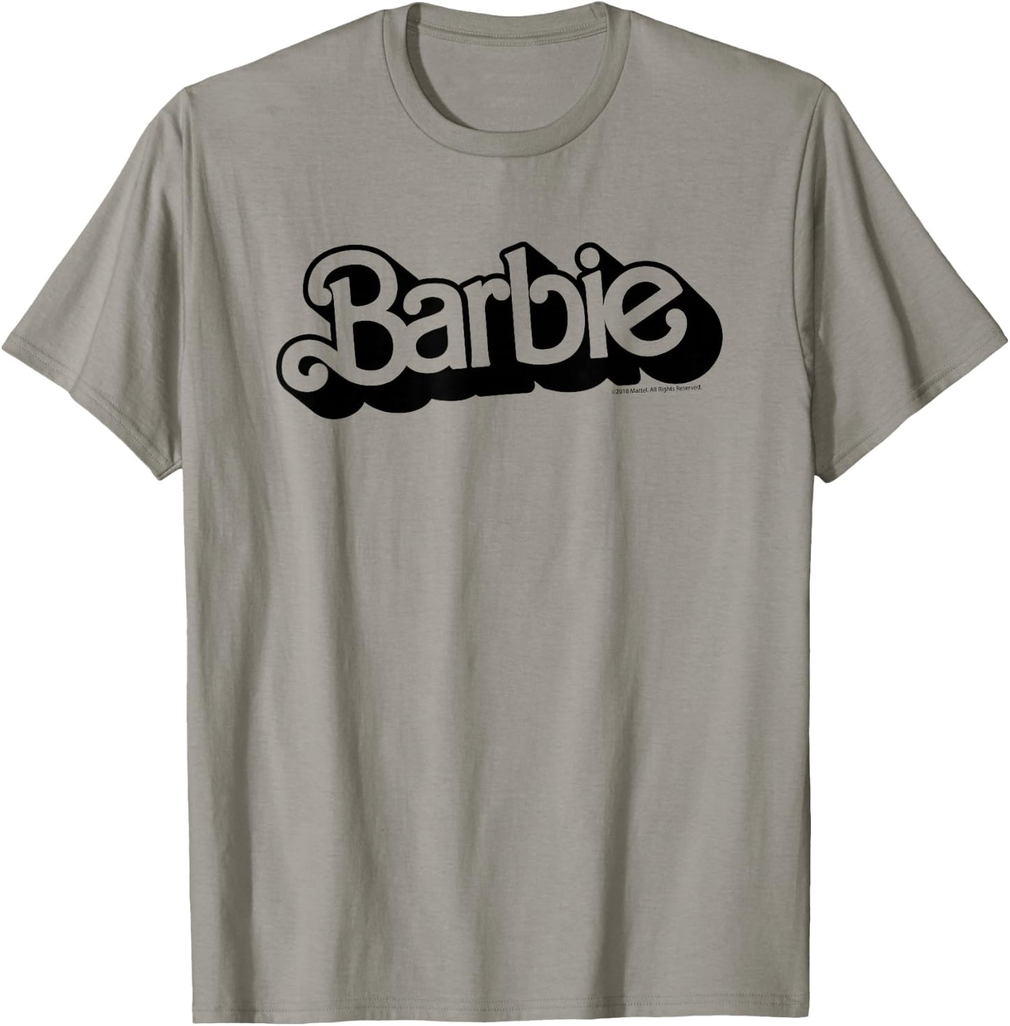 Barbie Retro Logo Short Sleeve , Small, Grey T-Shirt - T-Shirt | Sand