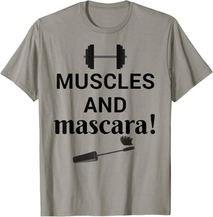Muscles And Mascara (Weights & Makeup Design) T-Shirt - T-Shirt | Sand