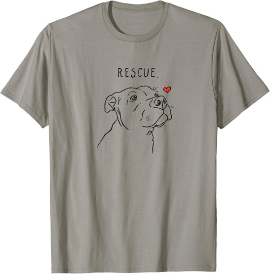 Rescue Dog Pitbull Drawing Rescue Mom Adopt Don't Shop Women Kids T-Shirt - T-Shirt | Sand