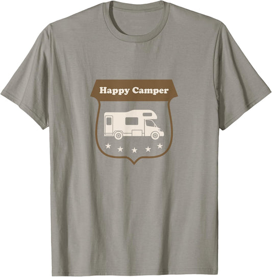 Happy Camper | RV Camping, Trailer and Winnebago T-Shirt - T-Shirt | Sand
