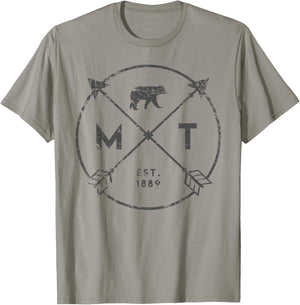 Montana Adventure Shirt Est 1889 Arrows State Gift T-Shirt - T-Shirt | Sand