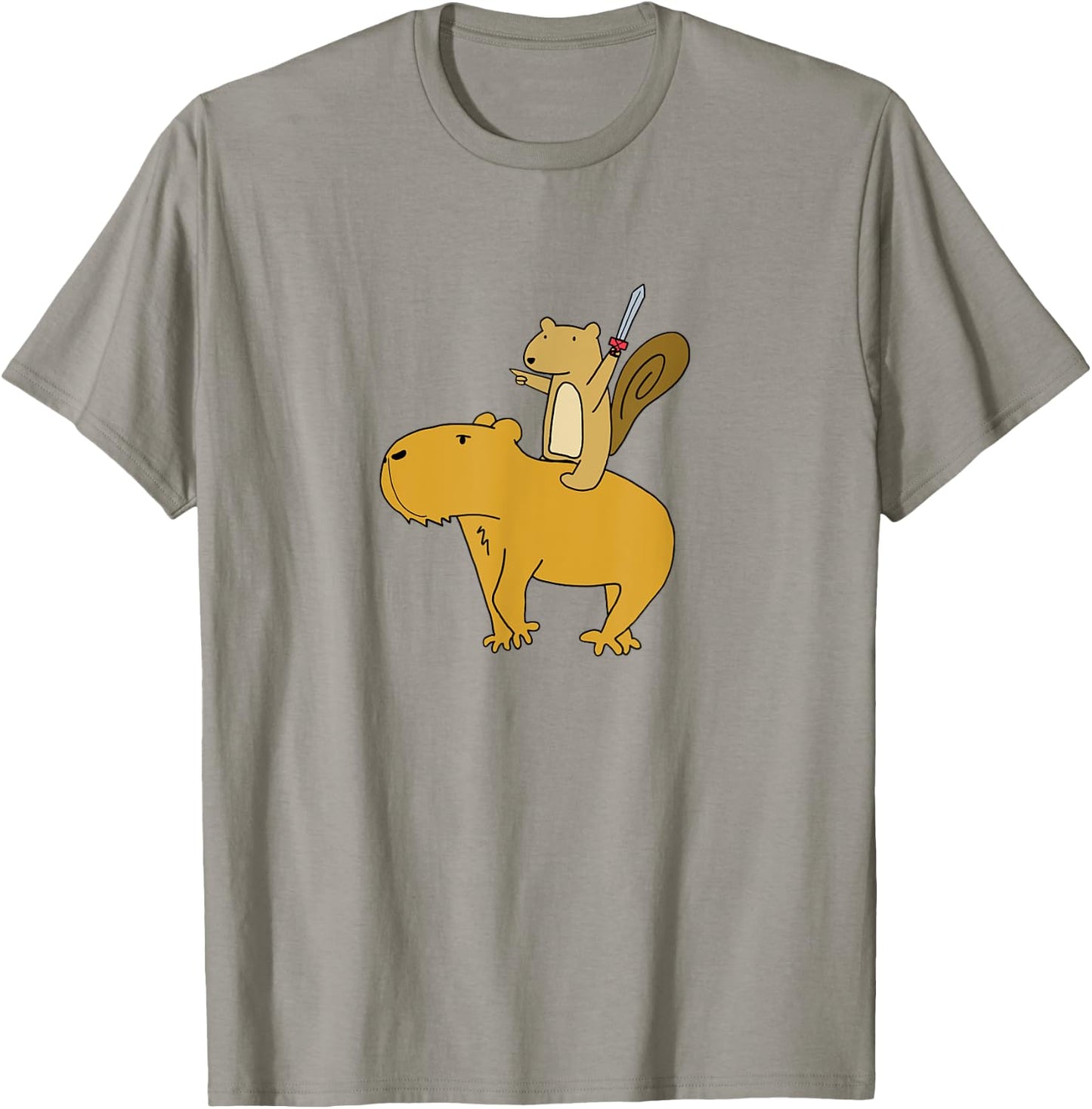 Squirrel Riding Capybara T-Shirt - T-Shirt | Sand