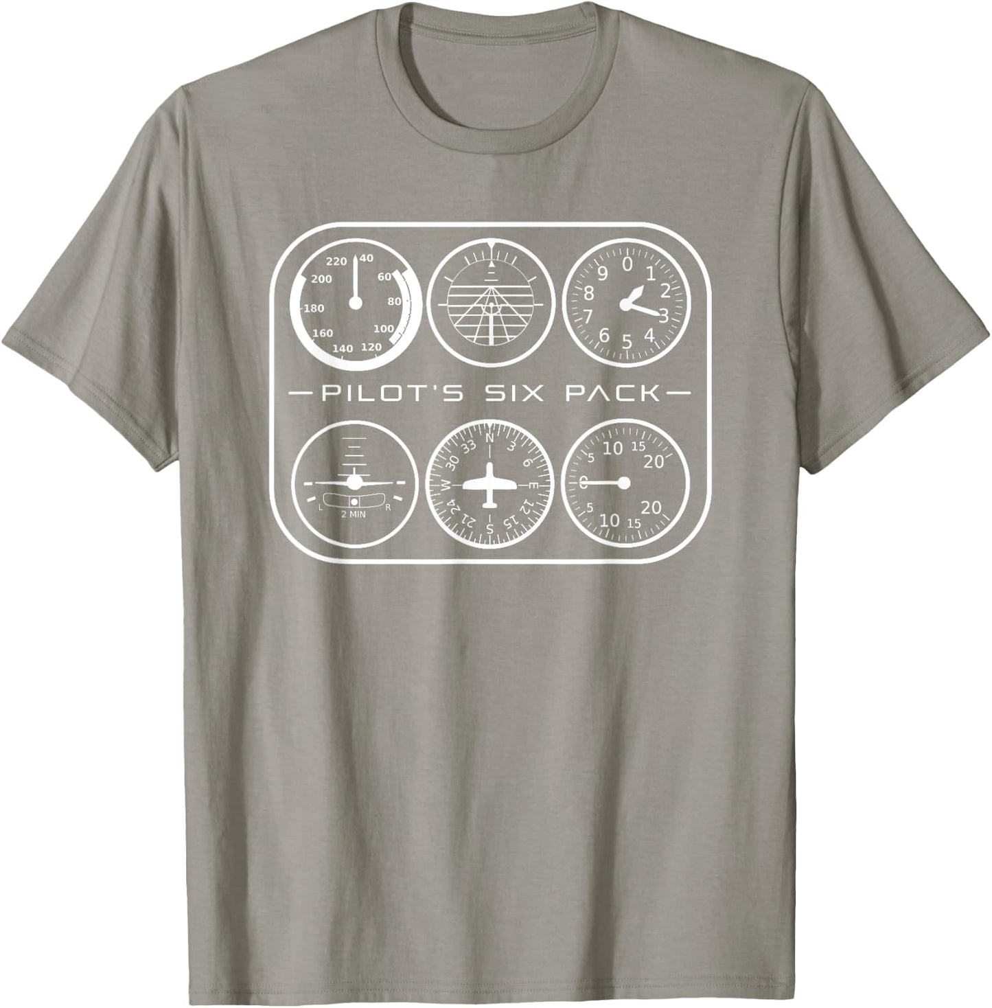 Pilot's Six Pack | Flight Instruments Aviation Shirt T-Shirt - T-Shirt | Sand