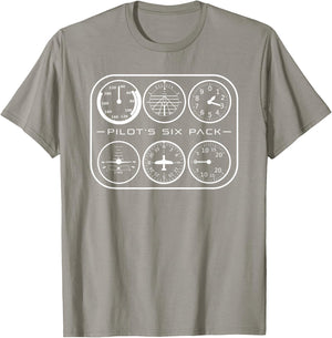 Pilot's Six Pack | Flight Instruments Aviation Shirt T-Shirt - T-Shirt | Sand