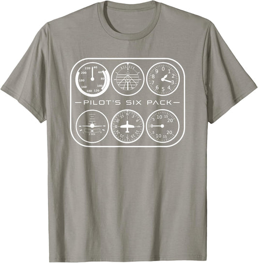 Pilot's Six Pack | Flight Instruments Aviation Shirt T-Shirt - T-Shirt | Sand