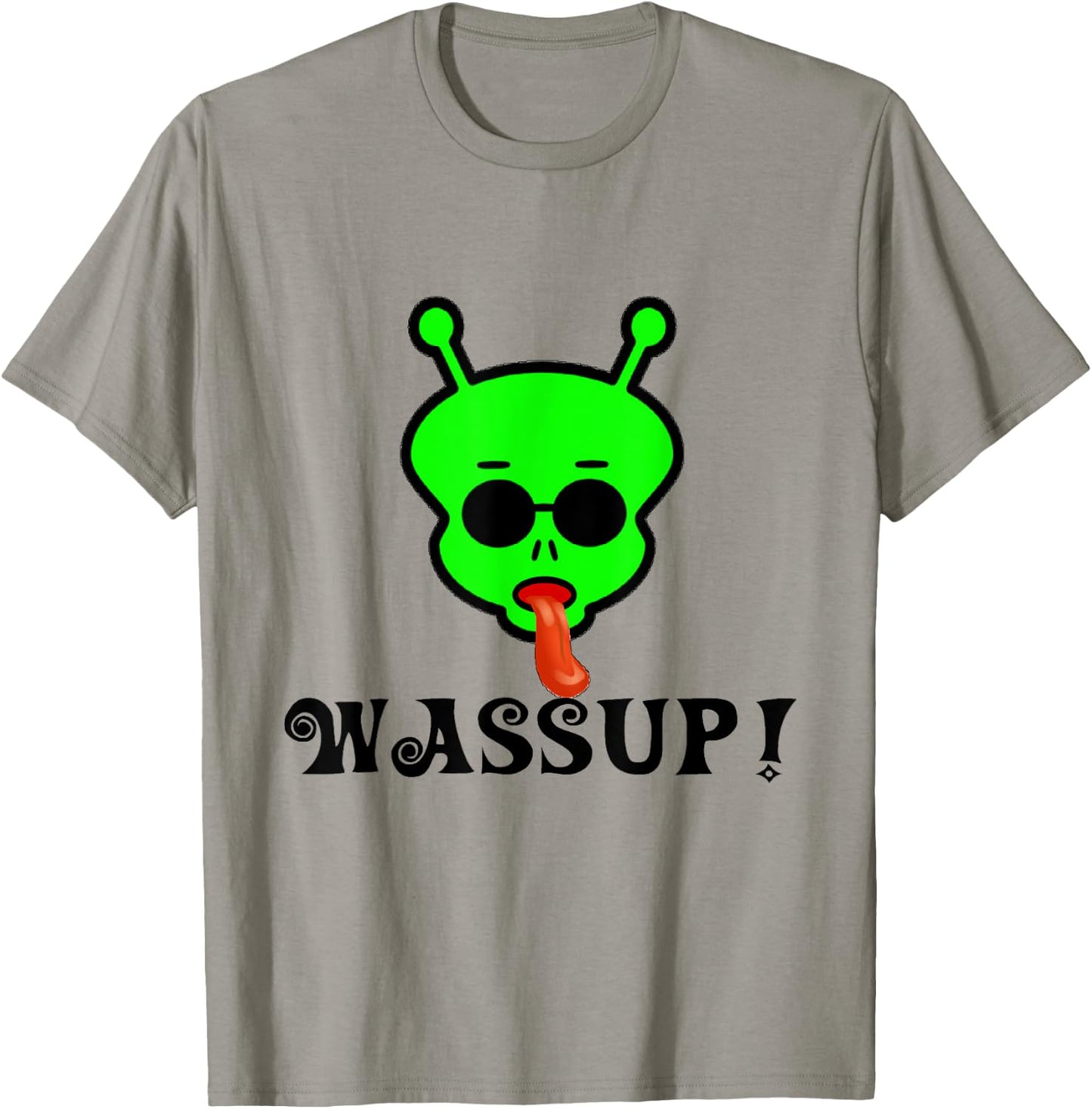 Wassup Space Alien With Tongue T-Shirt - T-Shirt | Sand