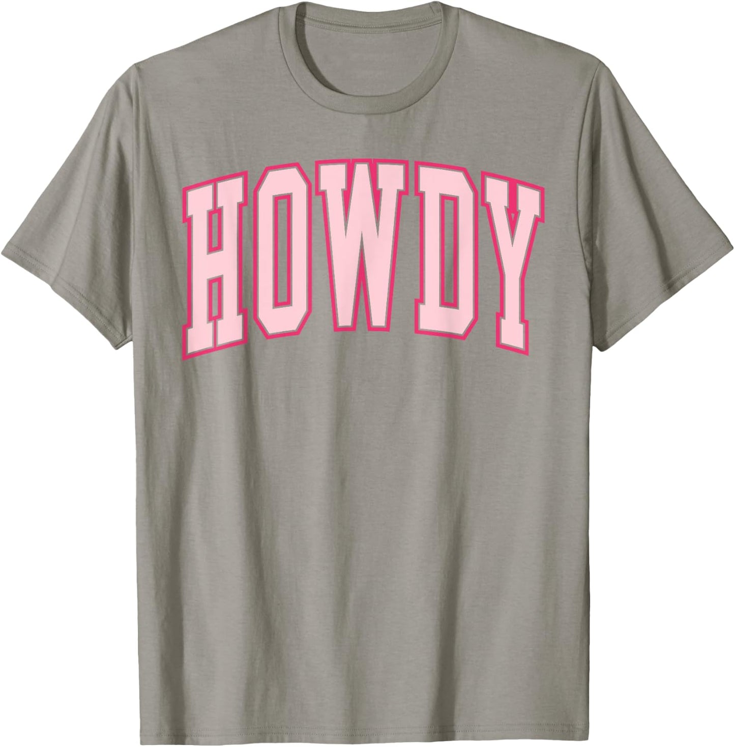 Preppy Cowgirl Varsity Pink Howdy Southern Western Girl T-Shirt - T-Shirt | Sand