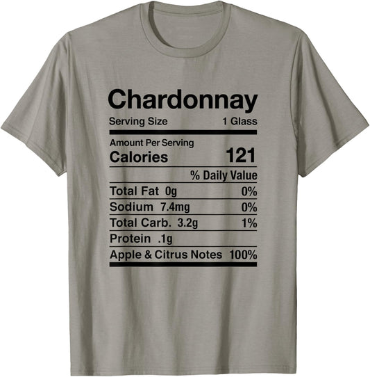 Chardonnay Wine Nutrition Facts Thanksgiving Matching T-Shirt - T-Shirt | Sand