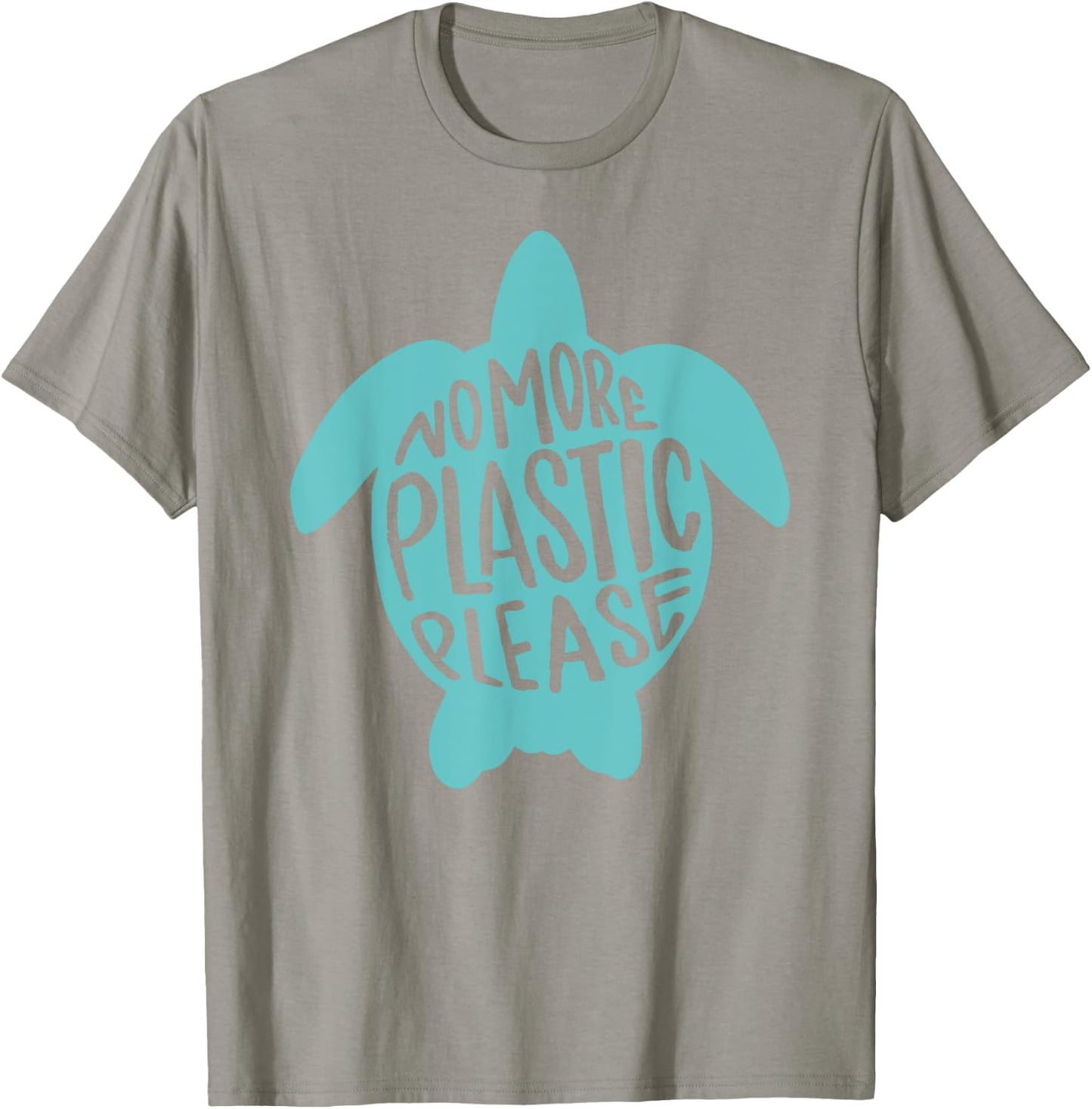 No More Plastic Please Turtle T-Shirt - T-Shirt | Sand