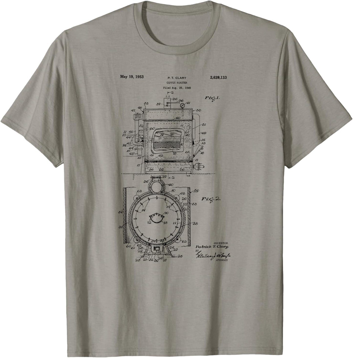 Vintage 1949 Coffee Roaster Patent Print Gift T-Shirt - T-Shirt | Sand