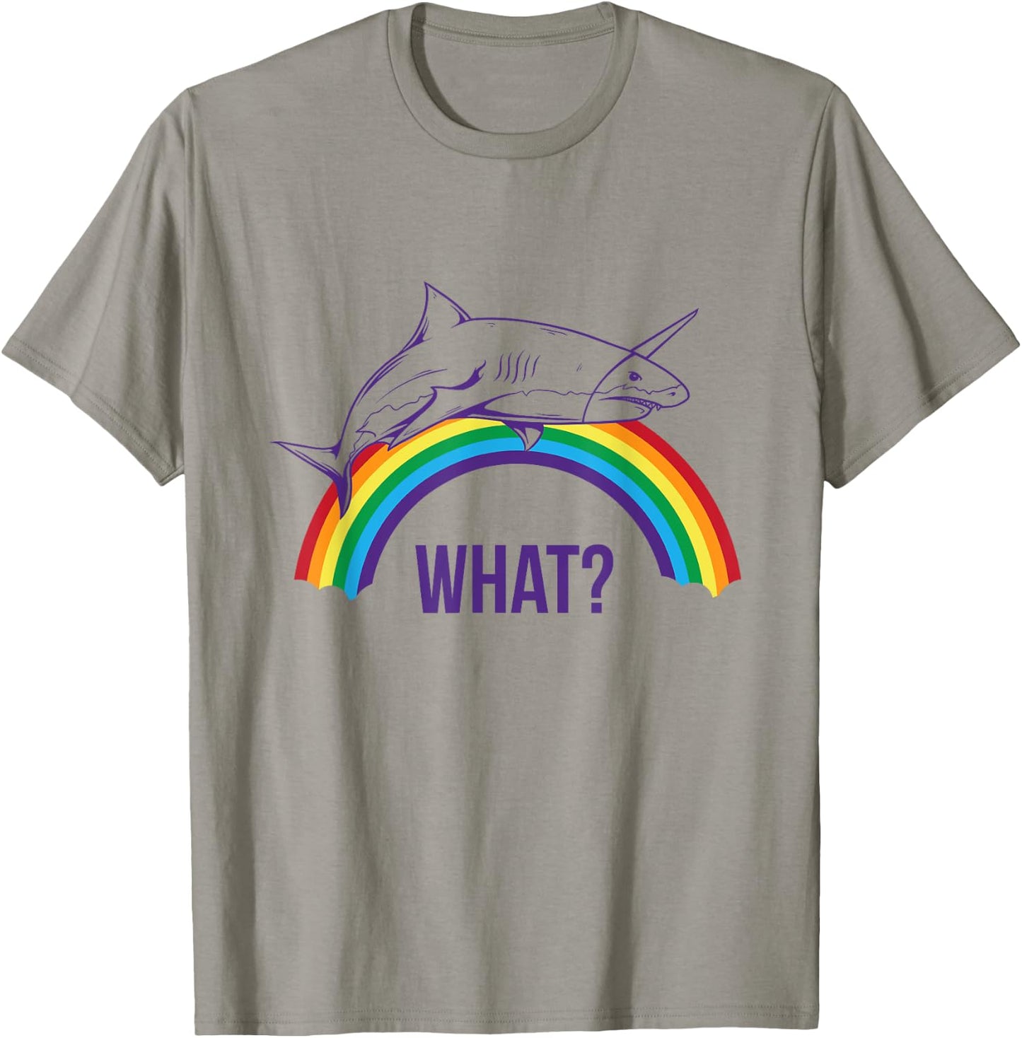 Unicorn Shark "What" Cute Rainbow Pride Graphic T-Shirt - T-Shirt | Sand
