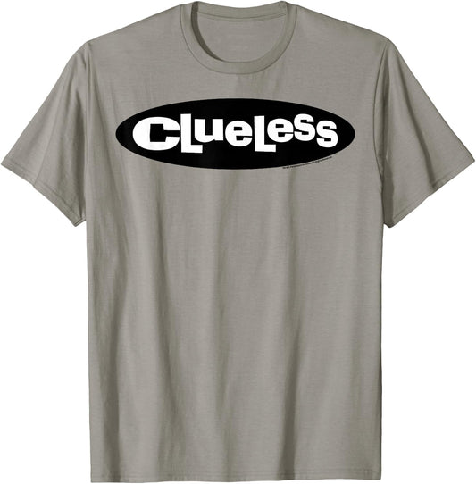 Clueless Logo Black Circle White Letters Graphic T-Shirt - T-Shirt | Sand