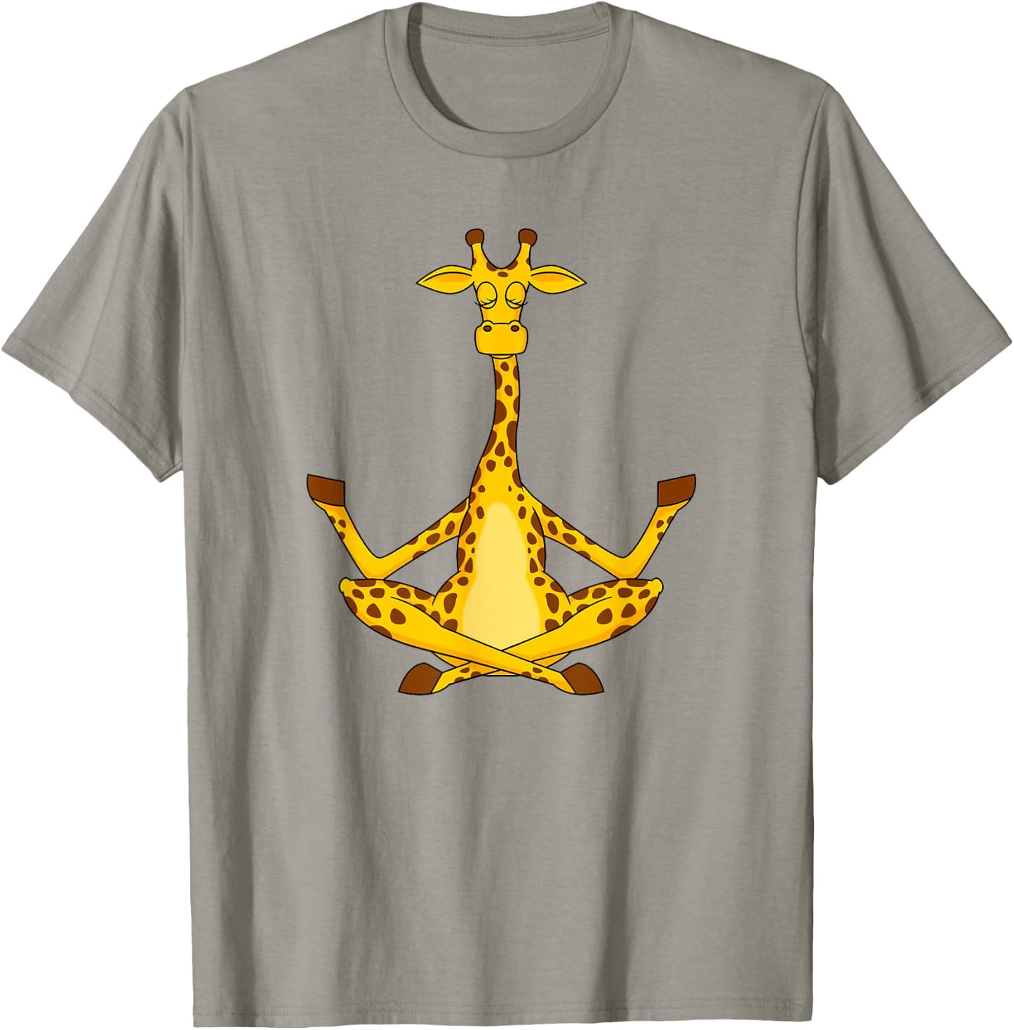 Meditation Giraffe Cartoon Animals Yoga & Fitness Lover T-Shirt - T-Shirt | Sand