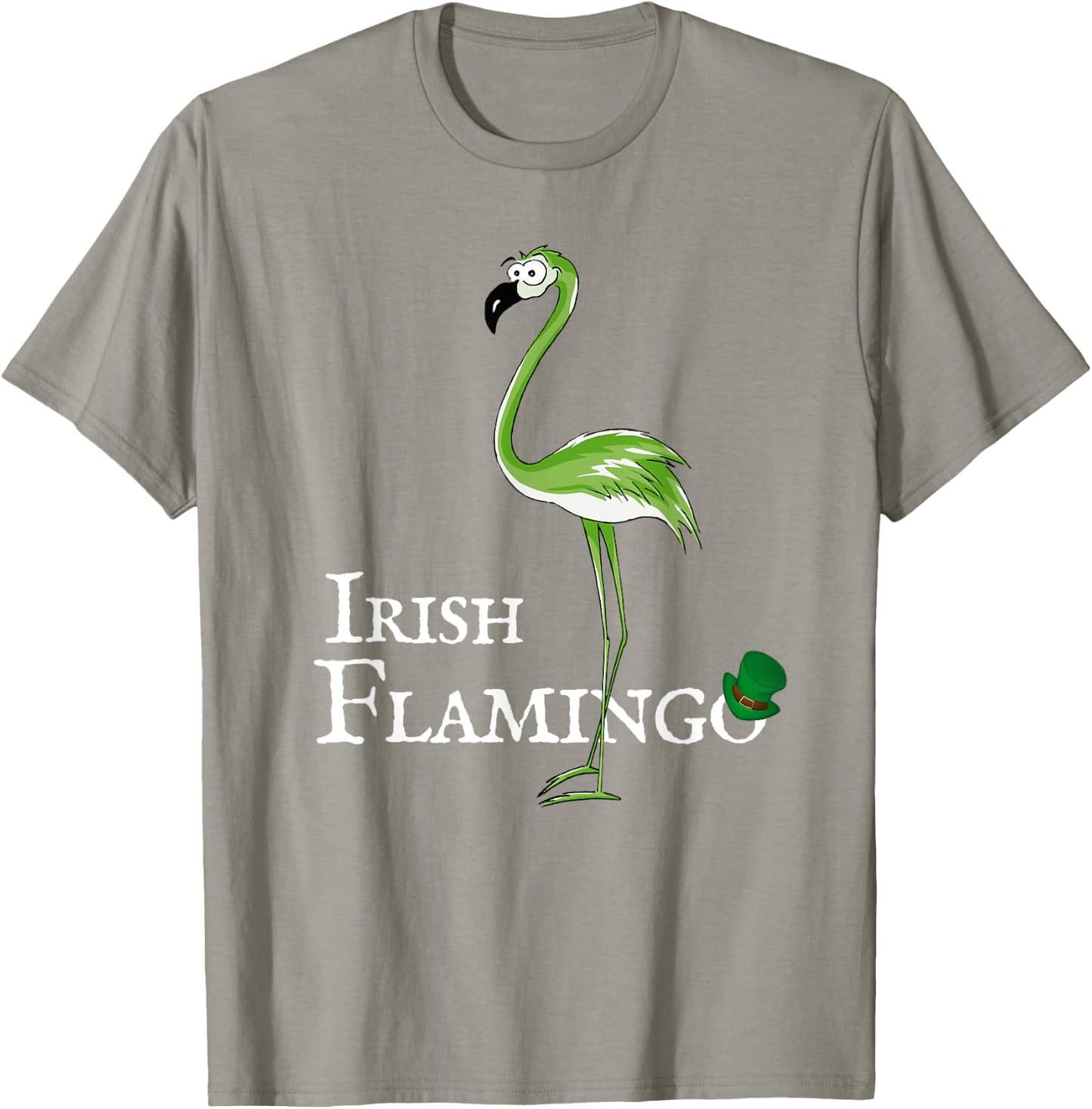 Funky Irish Flamingo Green Bird St Patricks Day T-Shirt - T-Shirt | Sand