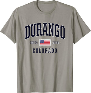 USA FLAG Stars & Stripes Durango Colorado T-Shirt - T-Shirt | Sand