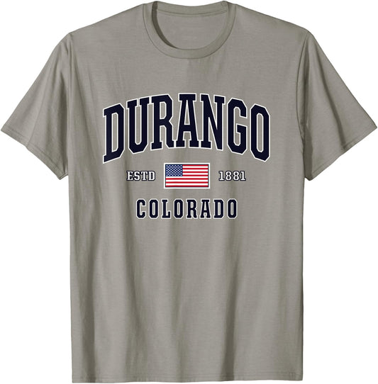 USA FLAG Stars & Stripes Durango Colorado T-Shirt - T-Shirt | Sand