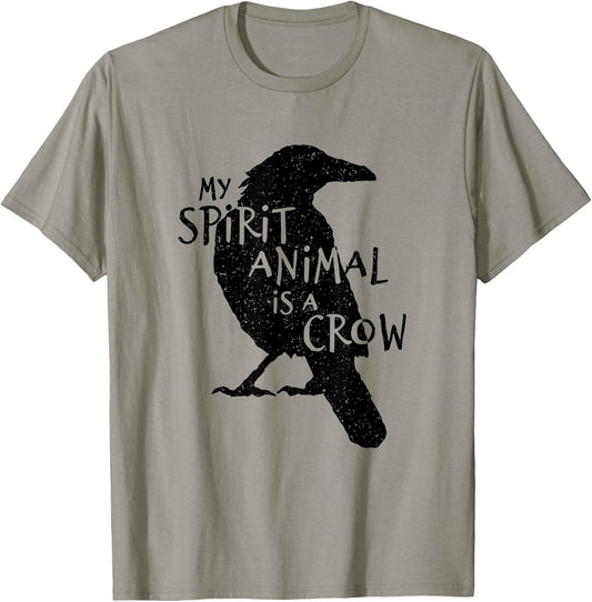 Black Crow Silhouette My Spirit Animal Is A Crow Gothic Bird T-Shirt - T-Shirt | Sand