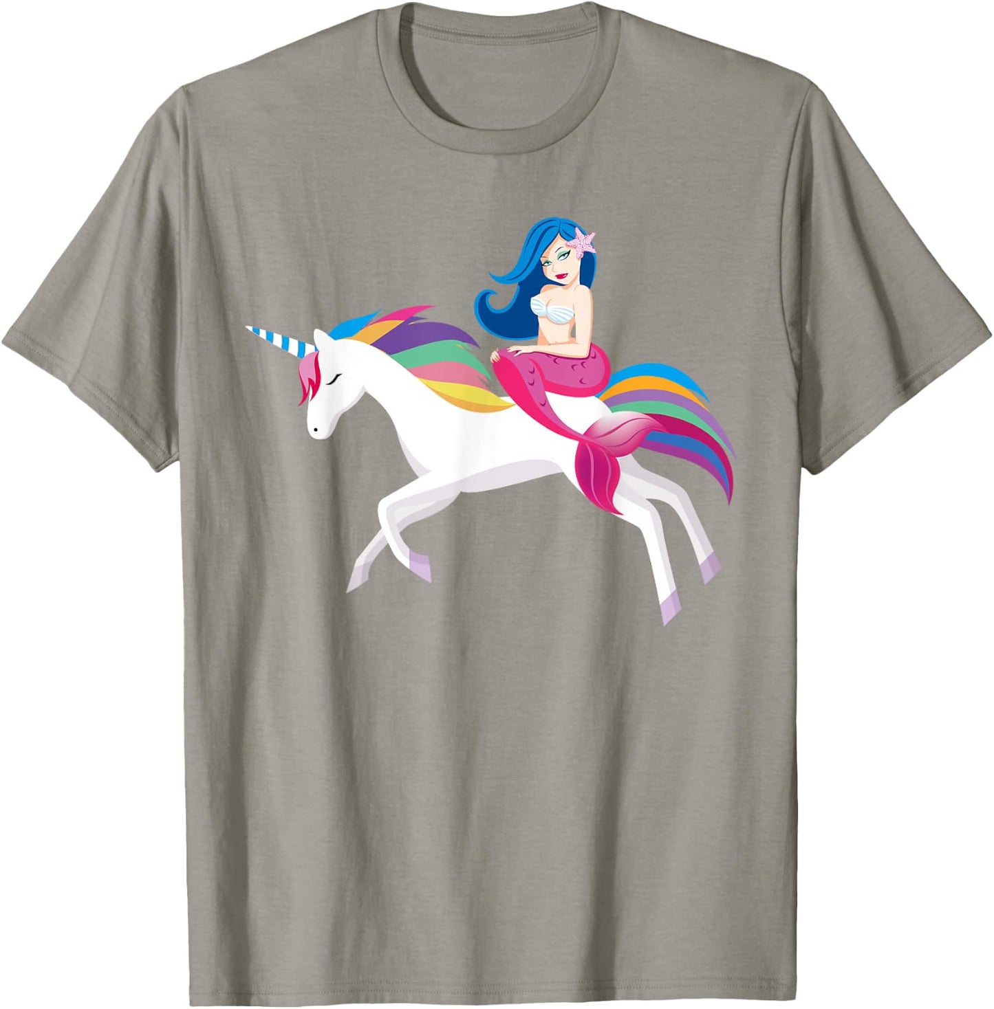Unicorn Mermaid - Funny Mermaid Riding Unicorn T Shirt T-Shirt - T-Shirt | Sand