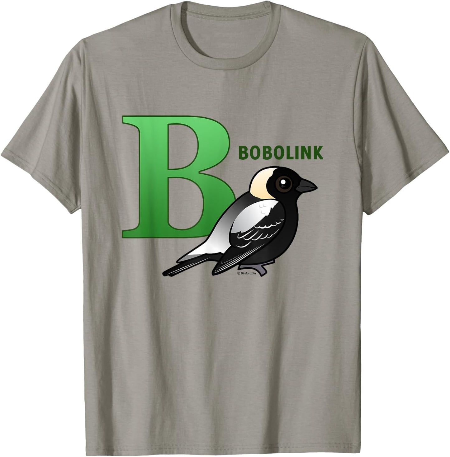 B is for Bobolink Cute Cartoon Bird Design | Bird Alphabet T-Shirt - T-Shirt | Sand