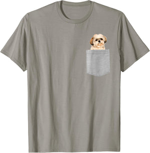 Dog in Your Pocket Shih Tzu T-Shirt - T-Shirt | Sand