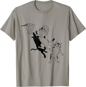 Cats Playing Basketball T-Shirt - T-Shirt | Sand