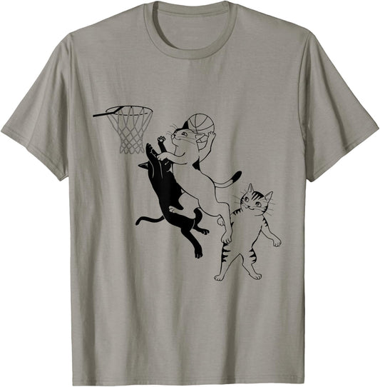 Cats Playing Basketball T-Shirt - T-Shirt | Sand