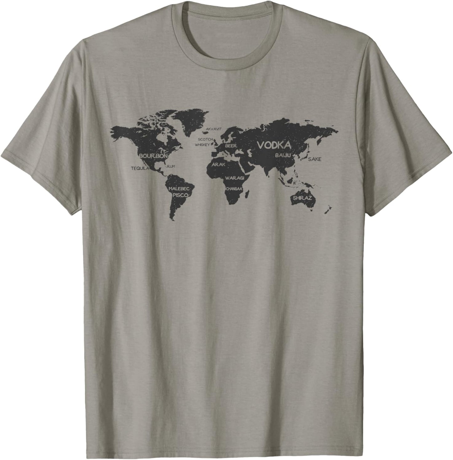 International Alcohol Map Drinking Around the World T-Shirt - T-Shirt | Sand