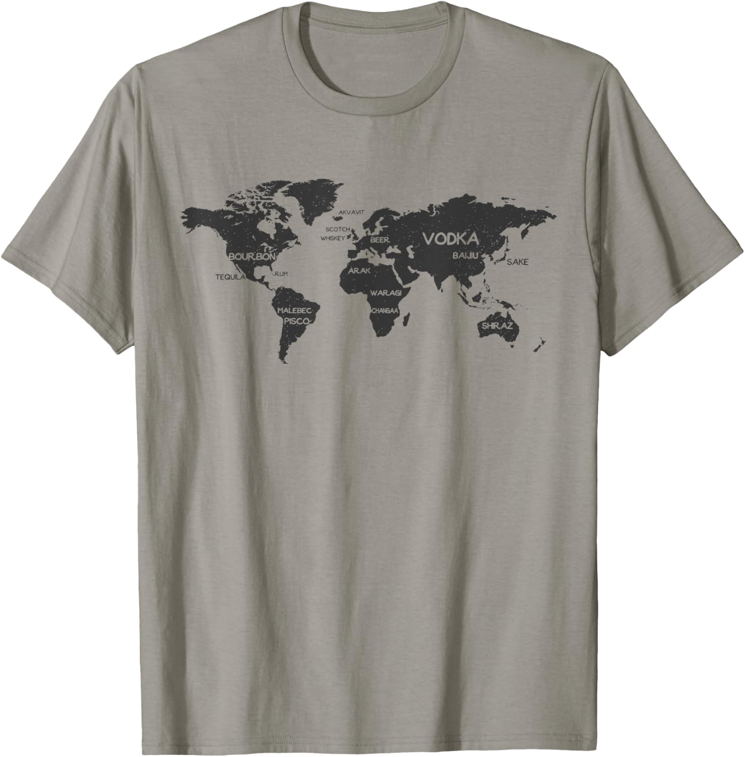 International Alcohol Map Drinking Around the World T-Shirt - T-Shirt | Sand