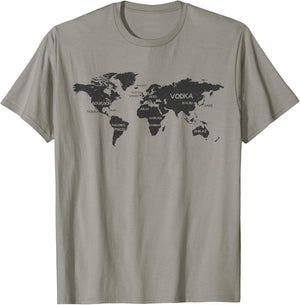 International Alcohol Map Drinking Around the World T-Shirt - T-Shirt | Sand
