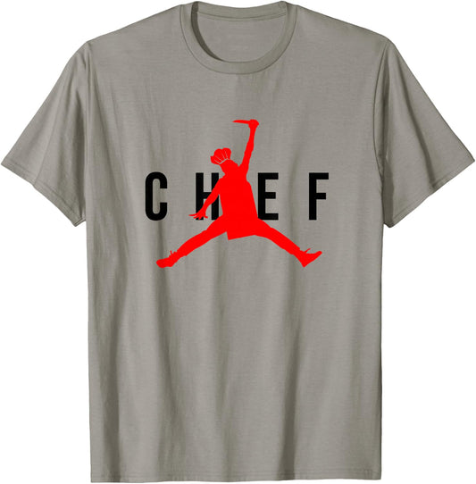 Funny Restaurant Chef - Jumping Chef Knife Logo Food Truck T-Shirt - T-Shirt | Sand