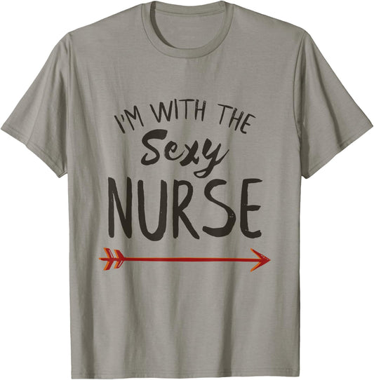 Im with the Sexy Nurse Halloween Costume Men Boyfriend T-Shirt - T-Shirt | Sand