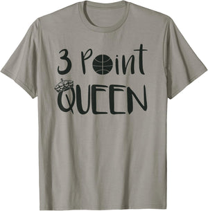 Youth Basketball Shirt 3 Point Queen Cute Girls Sports Gift T-Shirt - T-Shirt | Sand