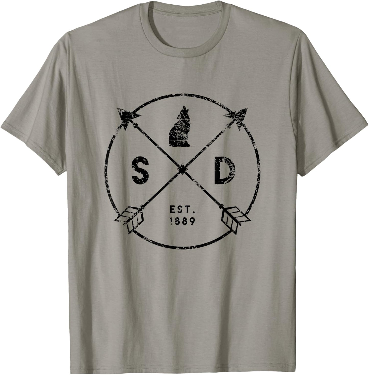 South Dakota Adventure Est 1889 Coyote Arrow State T-Shirt - T-Shirt | Sand