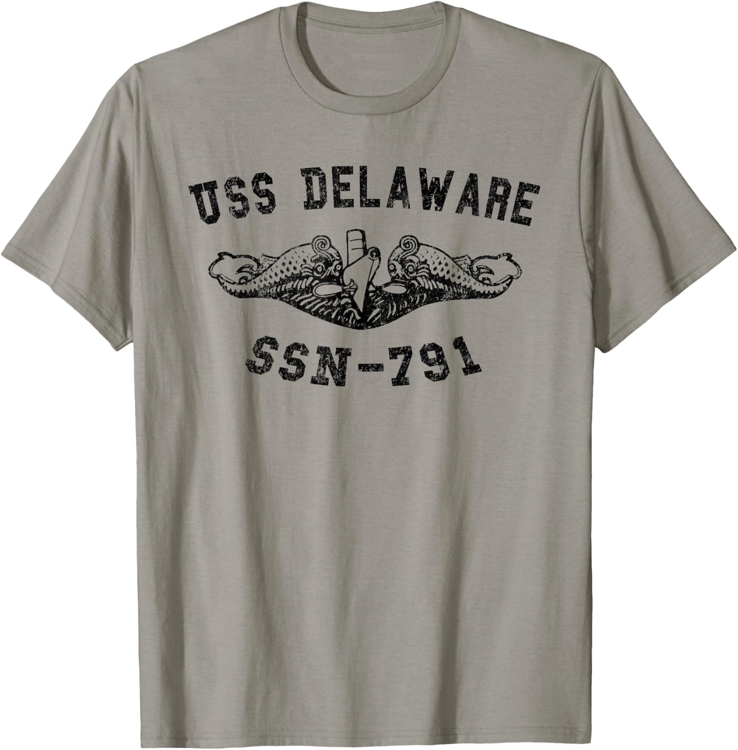 USS Delaware SSN-791 Attack Submarine Badge Vintage T-Shirt - T-Shirt | Sand