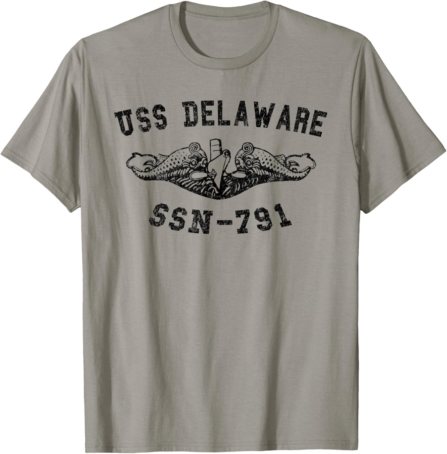 USS Delaware SSN-791 Attack Submarine Badge Vintage T-Shirt - T-Shirt | Sand