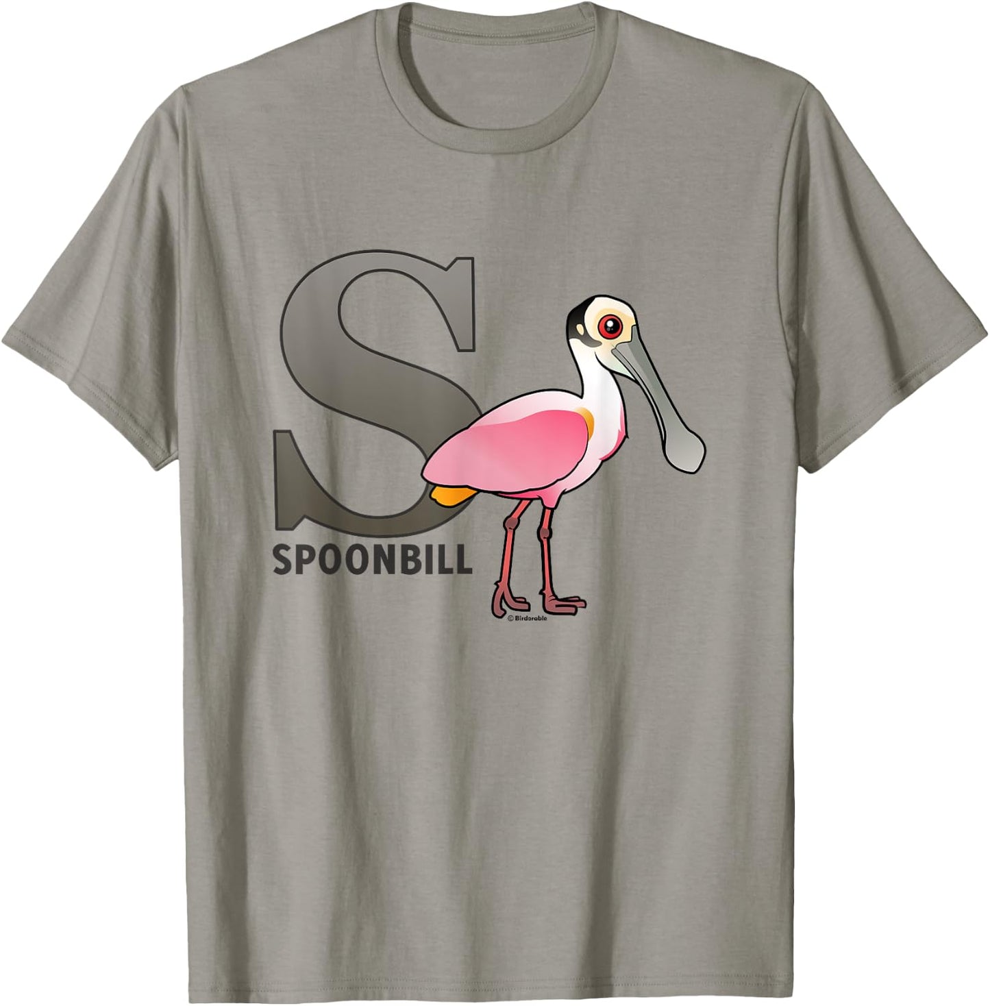 S is for Spoonbill Cute Cartoon Bird Alphabet Gift T-Shirt - T-Shirt | Sand