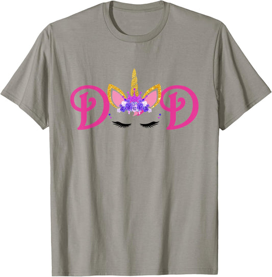 Unicorn Dad Outfit Father of the Unicorn Birthday Daddy T-Shirt - T-Shirt | Sand