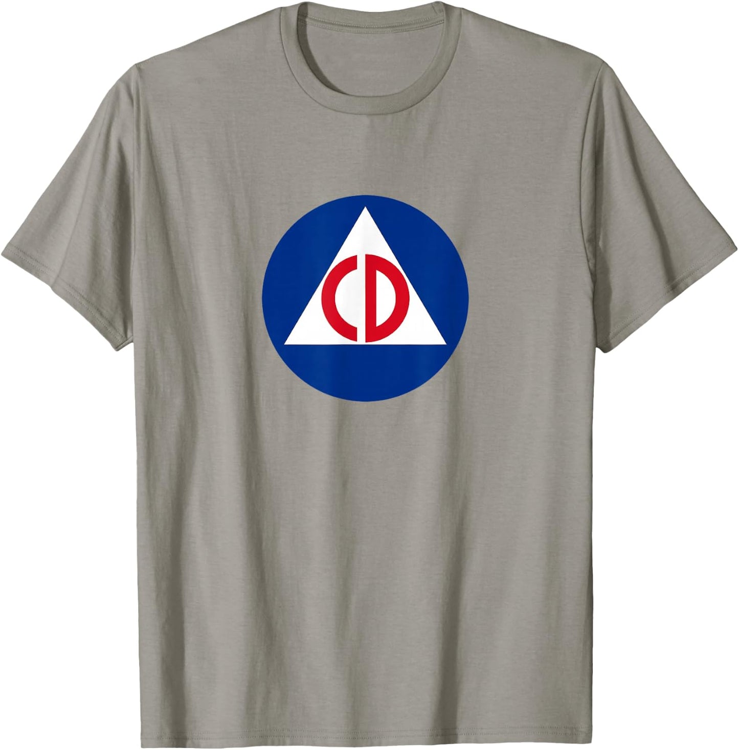 Nuthouse Designs USA Civil Defense Retro Punk , Men's Grey Triangle Short Sleeve Classic Fit , Small T-Shirt - T-Shirt | Sand