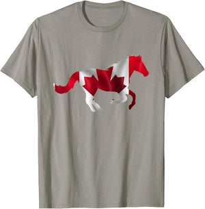 Horse Shirt Canadian Flag Equestrian Horseback Rider Canada T-Shirt - T-Shirt | Sand