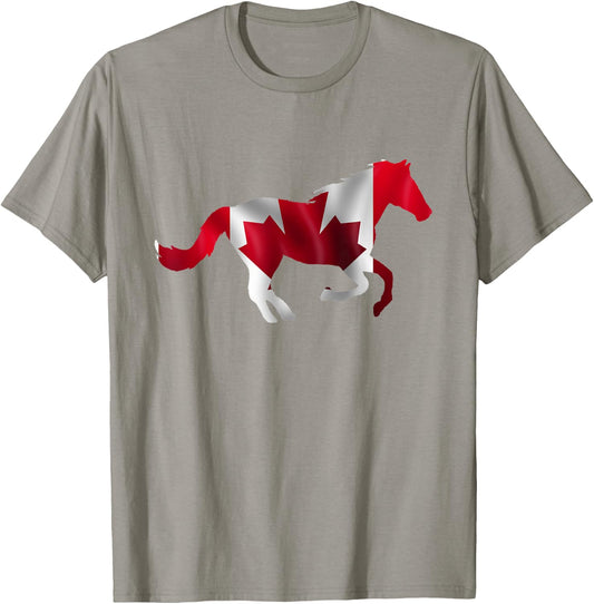 Horse Shirt Canadian Flag Equestrian Horseback Rider Canada T-Shirt - T-Shirt | Sand