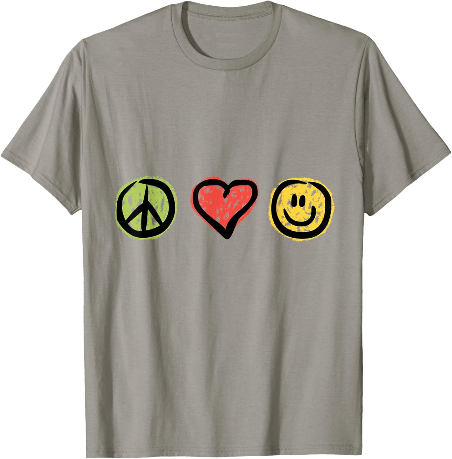 Peace Love Happiness Positive Message Symbols T-Shirt - T-Shirt | Sand