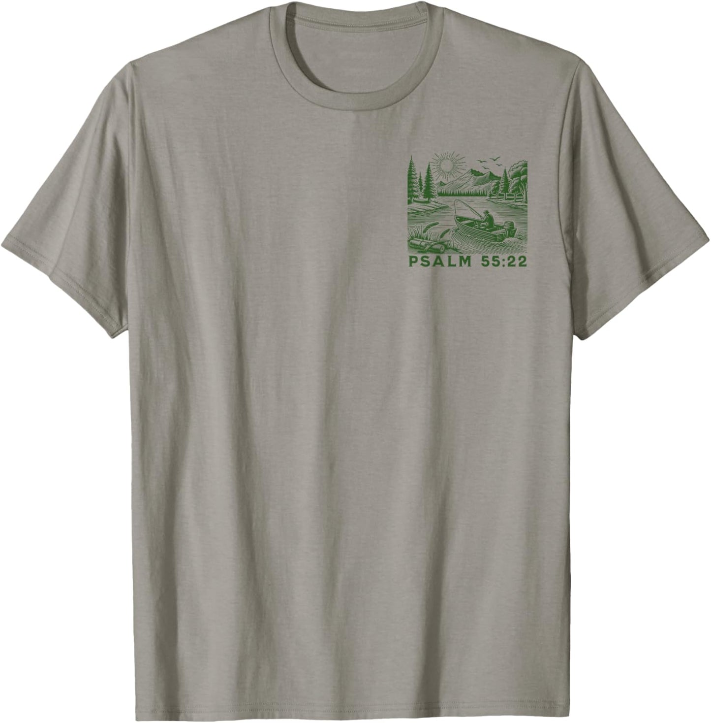 Front & Back | Cast Your Cares On The Lord - Psalm 55:22 T-Shirt - T-Shirt | Sand