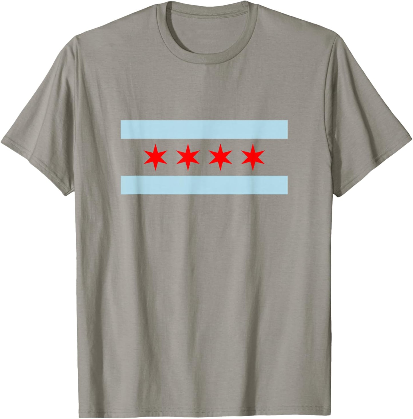 Sweet Chicago Flag Red Six Pointed Stars T-Shirt - T-Shirt | Sand