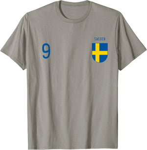 Sweden Number 9 Swedish Jersey Football Vintage Replica T-Shirt - T-Shirt | Sand
