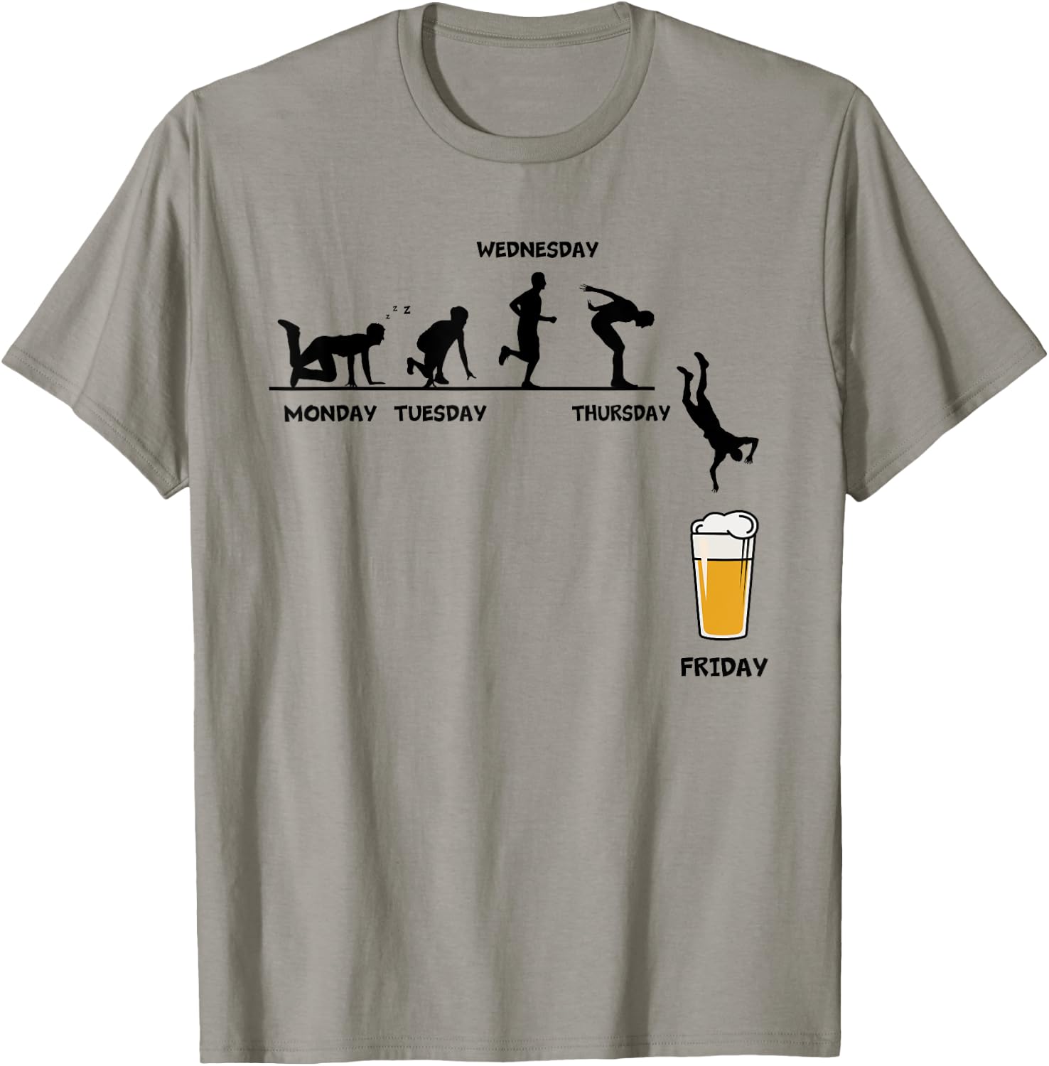 Monday Tuesday Wednesday Thursday Friday Funny Beer Drinking T-Shirt - T-Shirt | Sand